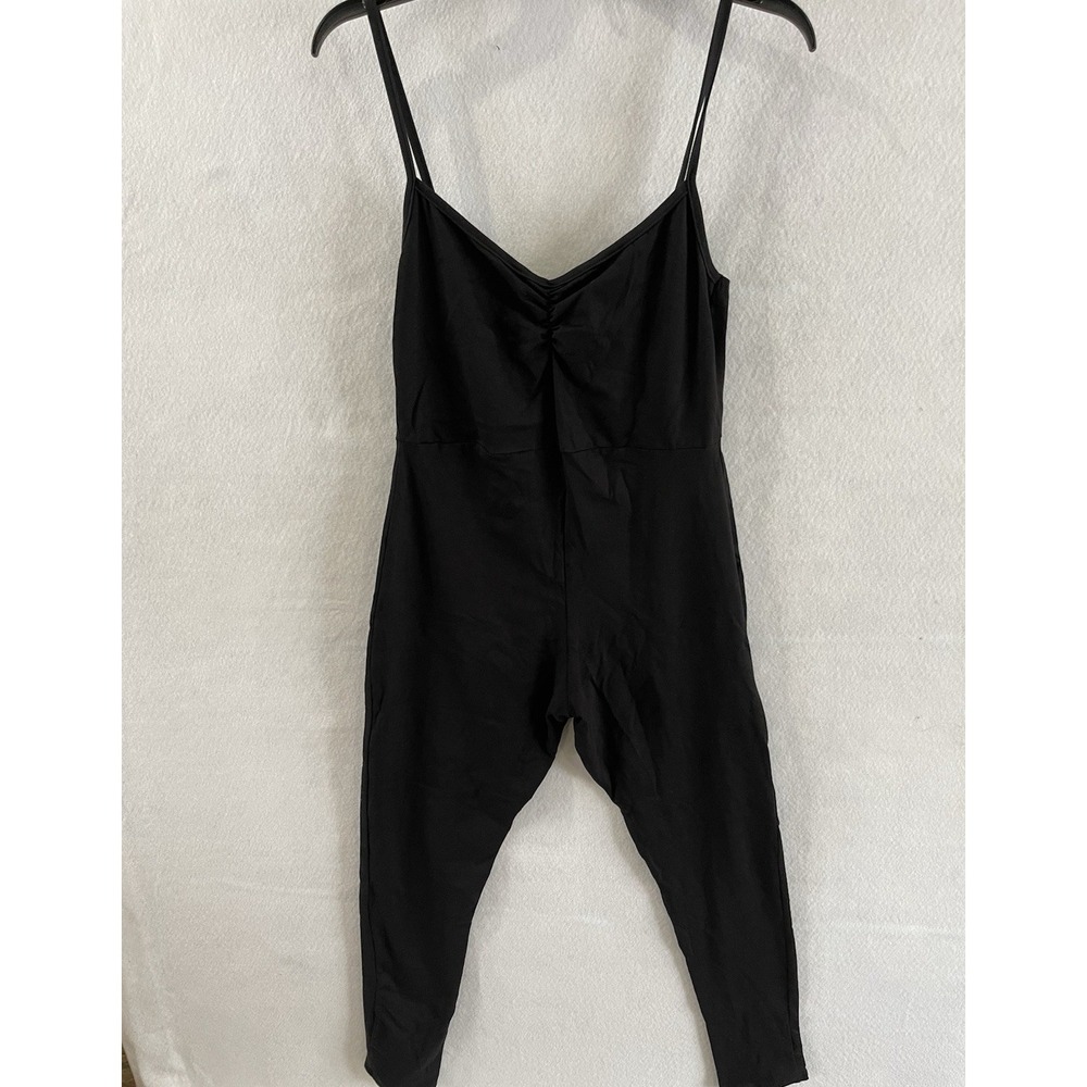 Pretty Little Thing Plus Black Cotton Ruched Bust Jumpsuit US 12 - Picture 2 of 4